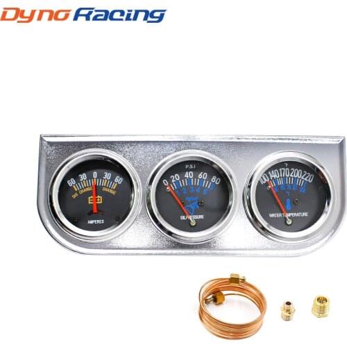 Universal 2" 52MM 3 In 1 AMP meter Oil pressure Water temp gauge Chrome Triple gauge Kit Car Meter YC101015