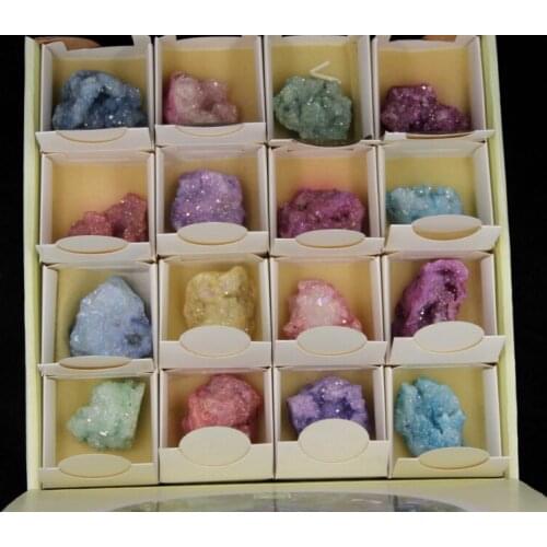 1Box Druzy Crystal Geode Pendant Quartz Gems Stone Beads Mix color 32pcs/box Druzy Crystal Geode Hole Pendant Necklace