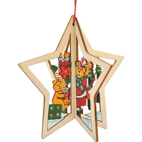 1PCS 3D Christmas Delicate Five-Pointed Star Xmas Ornaments For Xmas Tree Decor Festival Hanging Party Decoration