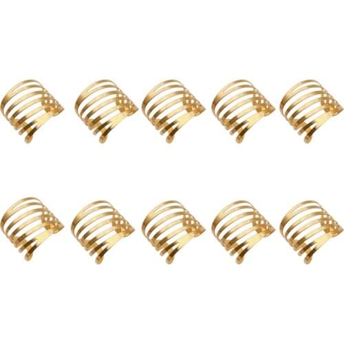 10Pcs Hotel Napkin Ring Napkin Holder Metal Napkin Buckle Christmas Wedding Party Gold Napkin Circle Banquet Dinner Table Decora