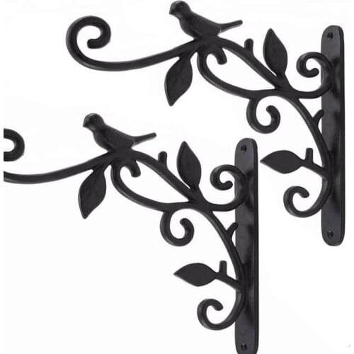 2 PCS Hanging Plant Hook Cast Iron Flower Basket Hooks Bracket Hanger for Bird Feeder Lantern Planters Pots Wind Chimes