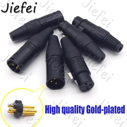 20Set high quality Gold plated XLR 3Pin Audio Microphone Cable Connector Black Male + Female MIC Plug Cable Connect XLR Adapter