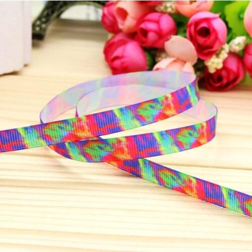 3/8'' Free shipping paint printed grosgrain ribbon hair bow headwear party decoration wholesale OEM 9mm H4634