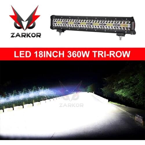 Zarkor 18Inch 360W car light led Work light bar off-road 6500K 6600lm Work Light for Lorry boat excavator bulldozer crane