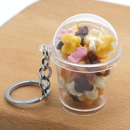 Simulation Snacks Popcorn Candy Cup Keychain Student Couple Bag Decor Pendant Plush Keychains 2021