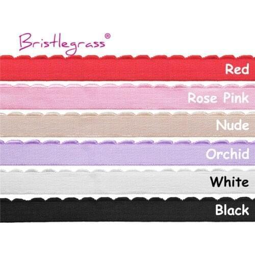 BRISTLEGRASS Wholesale 50 Yard 1/2" 13mm Shiny Nylon Plush Bra Strap Elastic Spandex Band Shoulder Tape Lingerie DIY Sewing Trim