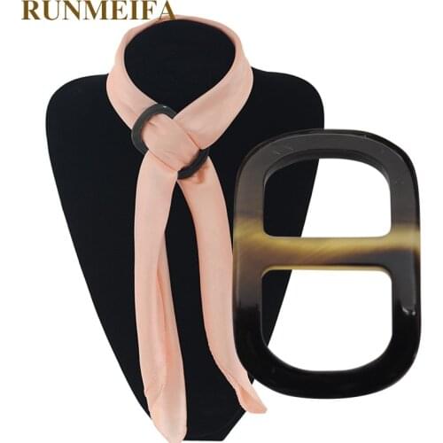 RUNMEIFA Real Natural Ox Horn Scarf Buckle Broches Jewel The H Letter Shaped Silk Scarf Ring Environmental Material Buckle