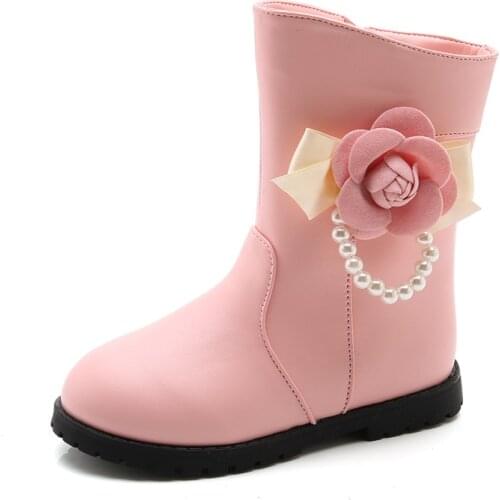 Kids Boots 2019 New Princess Fashion Flower Beading Little Girl winter Shoes Big Children Boots 3 4 5 6 7 8 9 10 11 12 Year Old