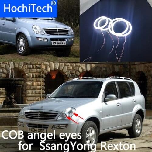 For Ssangyong Rexton 2003 2004 2005 COB Led day Light White Halo Cob Led Angel Eyes Ring Error Free Ultra bright