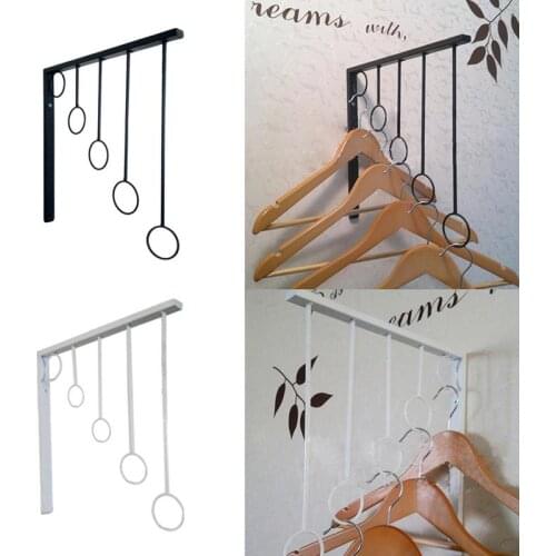 European Bedroom Storage Rack Wrought Iron Clothing Display Stand Wall Frame Is Hanging Five Ring Hanger Rack Hook