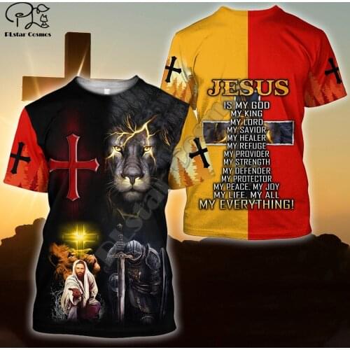 PLstar Cosmos Christian Catholic God Jesus Lion Retro Bible Art 3DPrint Streetwear Summer Casual Funny Short Sleeves T-Shirts C1