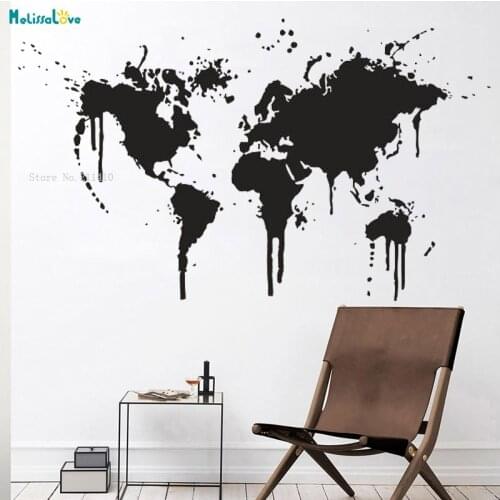 Graffiti World Map Wall Decals Home Decoration Living Room Large Size New Design Artwork Vinyl Sticker Handmade YT4538