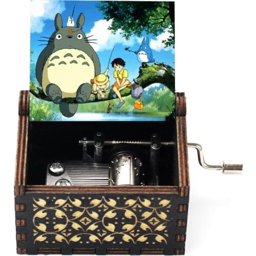 Hot Wooden Hand Crank My Neighbor Music Box Bohemian Rhapsody Theme Love Mom You Are Our Sunshine birthday Christmas Gift