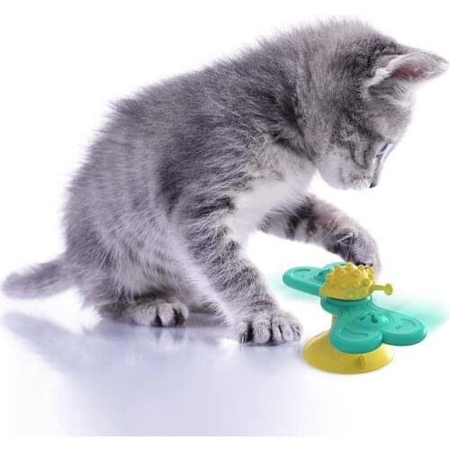 Cat Windmill Toy Turntable Teasing Interactive Cat Toys Interactive With Catnip Cat Scratching Tickle Pet Ball Toys
