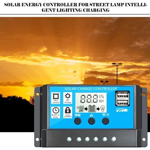 Intelligent Solar Charge Controller PWM Controller Regulator With Dual USB LCD Display Solar Panel Battery Controller