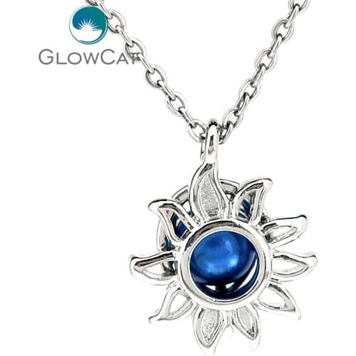 K1231 Silver Alloy Sun Flower Hollow Beads Pearl Cage Pendant Chain Aroma Essential Oil Diffuser Locket Necklace
