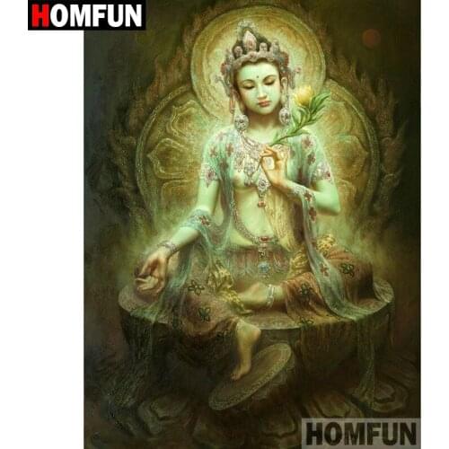 HOMFUN 5D DIY Diamond Painting Full Square/Round Drill "Religious Buddha" Embroidery Cross Stitch gift Home Decor Gift A08347