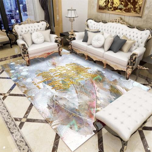 Beautiful Feather Gold Noble Door Mat Carpet Anti-slip Mat Bedroom Living Room Home Decoration