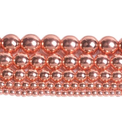 Rose Gold Round Hematite Beads Natural Stone 3/4/6/8/10mm Loose bead Jewelry Bracelets&necklace Handmade DIY Accessories