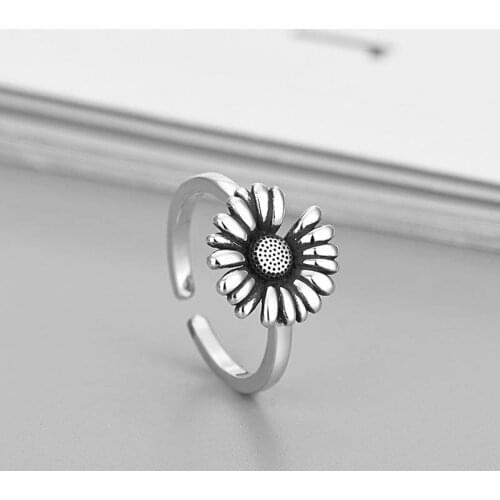 Summer Vintage Sunflower Rings For Women Boho Geometric Female Finger Rings Party Bohemian Jewelry Korean Gift