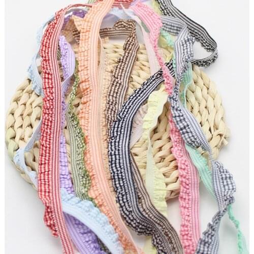 HOT Elastic Color Plaid Ruffled Lace DIY Headgear Hat Gift Box Bow Woven Clothes Underwear Bra Swimsuit Strap Ribbon Decoration