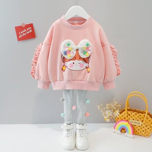 Fashion Baby Girl Clothes Sets Autumn Kids Clothing Suits for Girls Long Sleeve Cartoon Hoodies+Pants 2Pcs Baby Outfits 1-4 Year