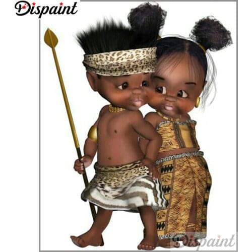Dispaint 5D Diamond Embroidery Needlework Kit "African kid couple" Diy Diamond Painting Cross Stitch Home Decoration Gift A27355