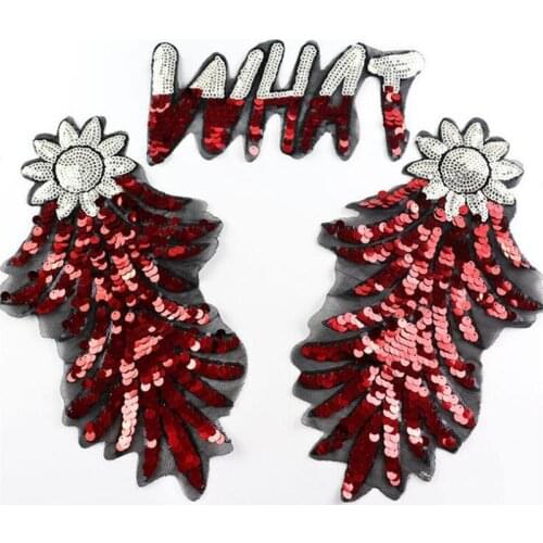 Sequin Patches DIY Wings Patches For Kids Clothes Sew-on Embroidered Patch Motif Applique Sticker For Cloth