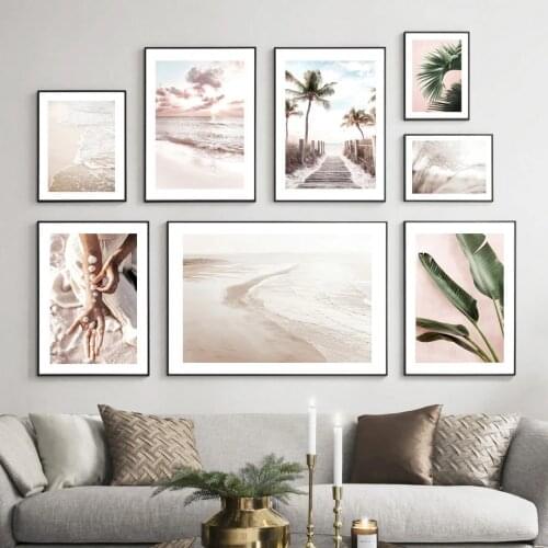 Beach Palm Tree Bridge Sea Wave Landscape Wall Art Canvas Painting Nordic Posters And Prints Wall Pictures For Living Room Decor