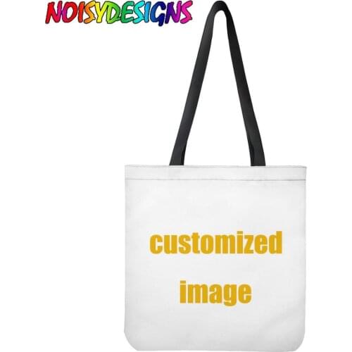 NOISYDESIGNS Custom Tote Bag Shopping Add Your Text Logo Print Original Customized Design Unisex Travel Canvas Bags Personality