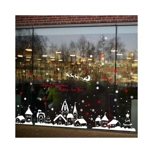 New Arrive Christmas Festival Decoration Wall Sticker Snow Town Home Decal Party Window Stickers Wall Decor Wall Art Poster