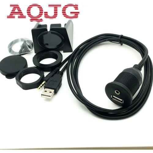 New 1m Car Dash Board Mount 3.5mm USB 2.0 AUX Socket Extension Lead Panel Cable