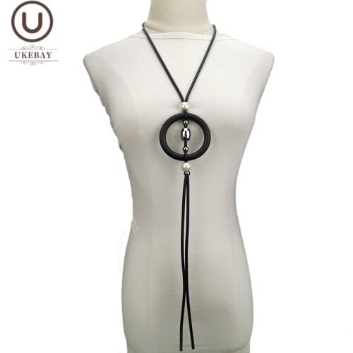 UKEBAY New Long Pendant Necklaces Bead Accessories Fashion Jewelry Women Sweater Necklace Rubber Handmade Chains Can Gifts Gift