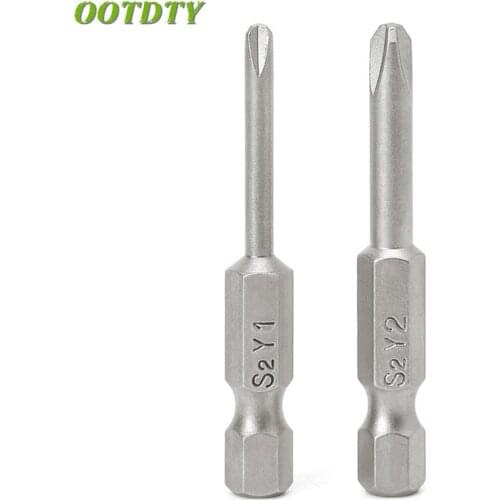 OOTDTY 2 Pcs 50mm Magnetic 1/4'' Hex Shank Tri-wing Y Tip Head Screwdriver Bits Set