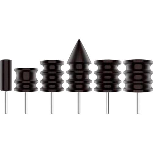 Leather Burnisher Bits 6-Pack for Rotary Tools - Pointed Tip and Multi Grooved Burnishing Tips Made of Sandalwood
