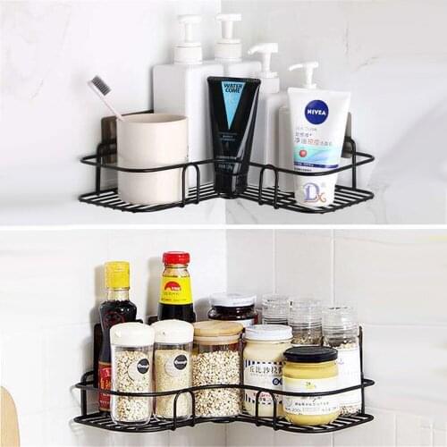 Bathroom Shelf Corner Frame Shower Wrought Iron Kitchen Accessories Storage Rack Holder Bathroom Shelves Bathroom Equipment