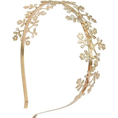 Baroque Style Gold Leaf Flower Hairbands for Women Girl Metal Crown Wedding Party Hair Accessories Birthday Gift Tiaras