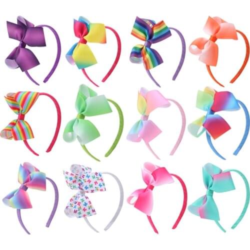 12 Pcs Cute Sweet Color Bow Headband Headwear Casual Decoration Hair Accessories Party Festival Children Adult Girls