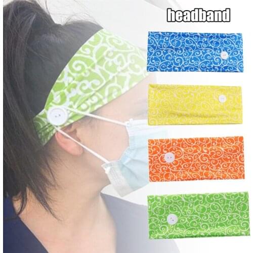 Headbands with Buttons for Women Girls Button Hairband Wide Turban Head Wrap Hair Bands for Yoga Sports Running MC889