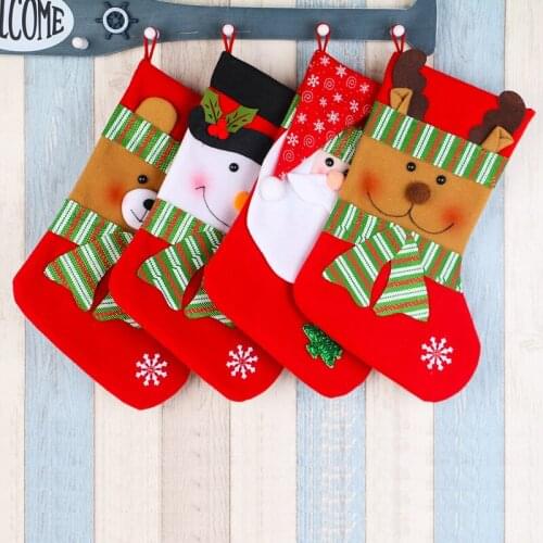 Festive Party Supplies Christmas Stockings Red cloth Large Christmas Decorations Candy Gift Bags 4pc/lot