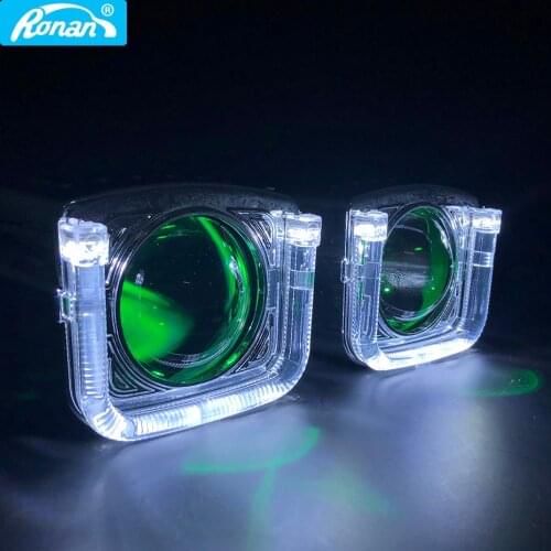 RONAN 2.5'' Mini HID Bixenon H1 8.1 Projector car headlight lens U halo white angel devil eyes shroud car styling H4 H7 headlamp