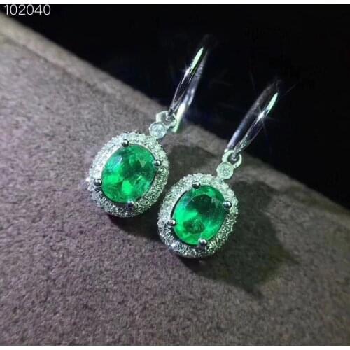Natural green emerald drop earrings S925 silver Natural gemstone earring women personality square for women party gift jewelry