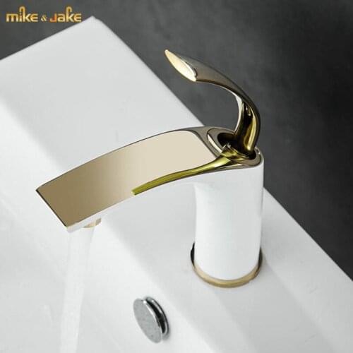 Bathroom faucet luxury gold whie hot and cold wall tap light luxury wash basin tap water basin mixer faucet