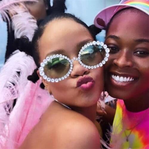 Rhinestone Sunglasses Luxury Designer Big Oval Sun Glasses Woman 2020 Crystal Frame Fashion Shades gafas de sol UV400