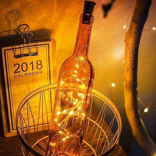 LED wine cork string lights LR44 button battery copper wire lights Christmas bar warm white atmosphere decoration small lights