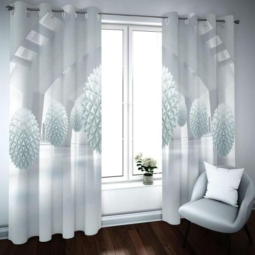 Blackout Curtains European Style Curtains For Window Bedroom Living Room Drapes White ball Kitchen Cafe Curtains