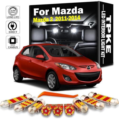 TPKE 8X Xenon White Car LED Light Bulb Interior Package Kit For 2011-2014 Mazda 2 Reading Dome License plate Light