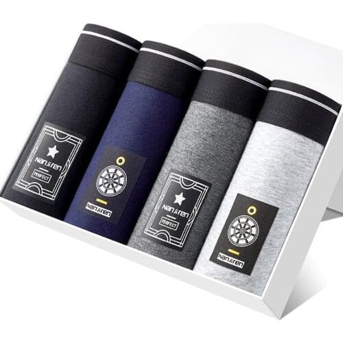 4pcs/lot Male Panties Cotton Mens Underwear Boxers Breathable Man trunk Boxer Solid Underpants Comfortable Brand Shorts