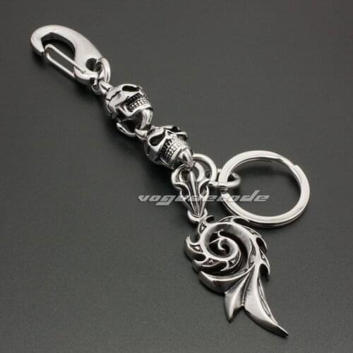 Unique Tribal Tattoo 316L Stainless Steel Mens Biker Rocker Keychain 4P016KC_#ClaspB