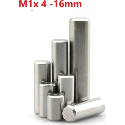 100pcs M1 Cylindrical Pin Locating Dowel 304 Stainless Steel Solid Needle Roller Thimble 1mm x 14 5 6 7 8 10 12 14 16 18 20 25mm